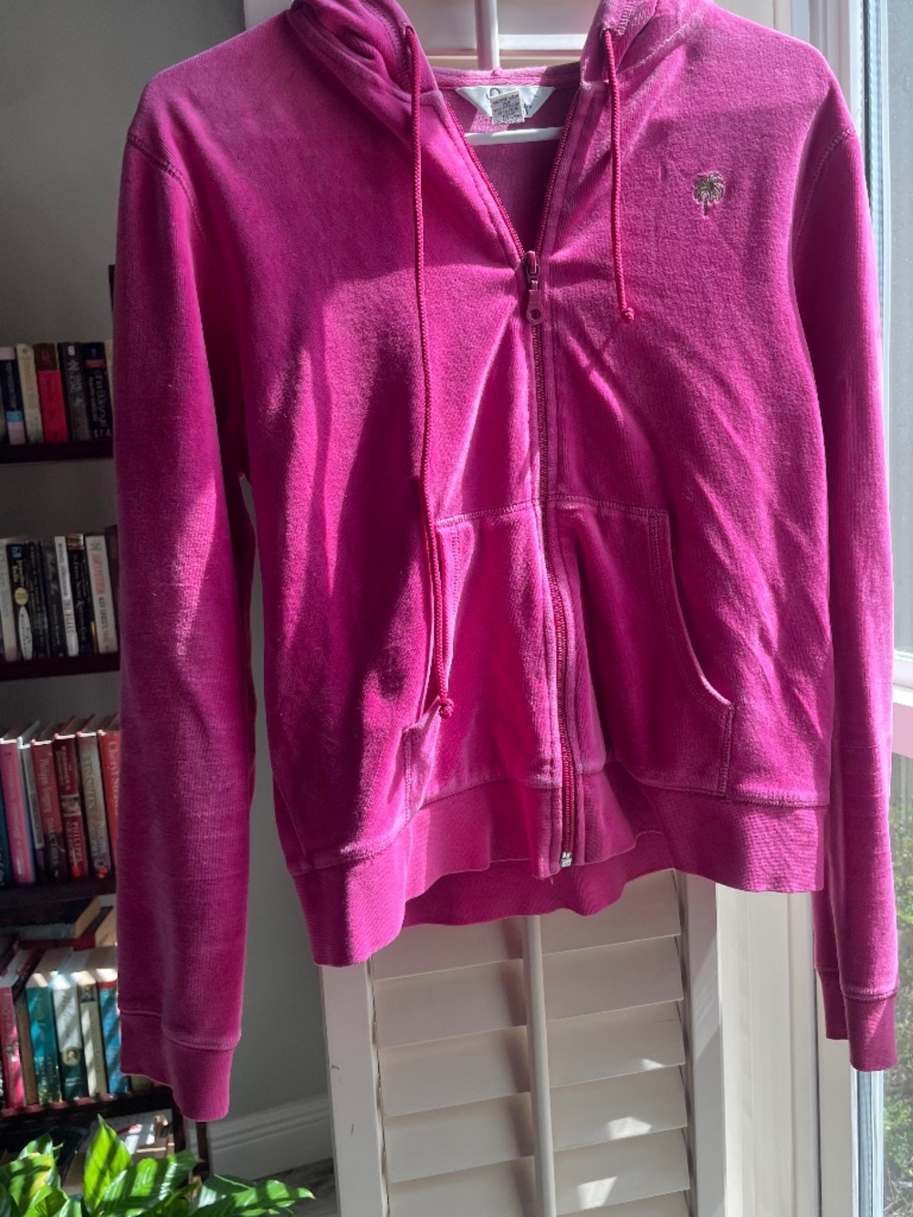 Hot Pink Lilly Pulitzer velour zipped hoodie medium